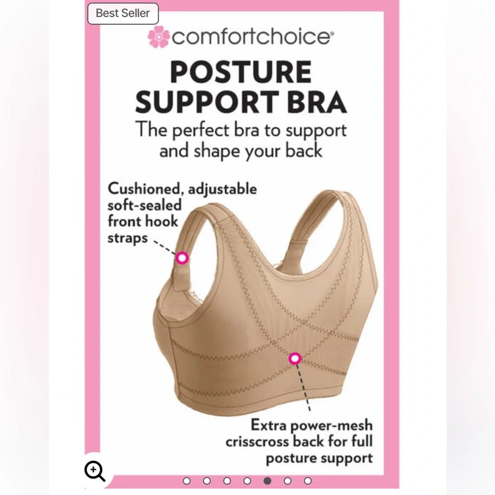 New Comfort Choice Front Close Wireless Posture Bra 48C White Lace_4